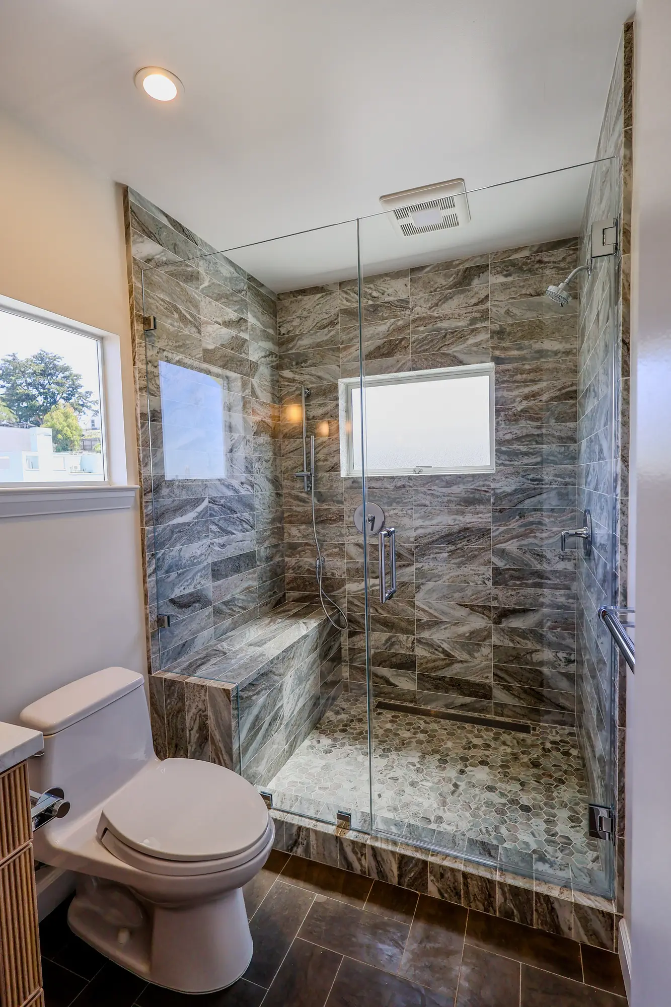 Stone shower, full view
