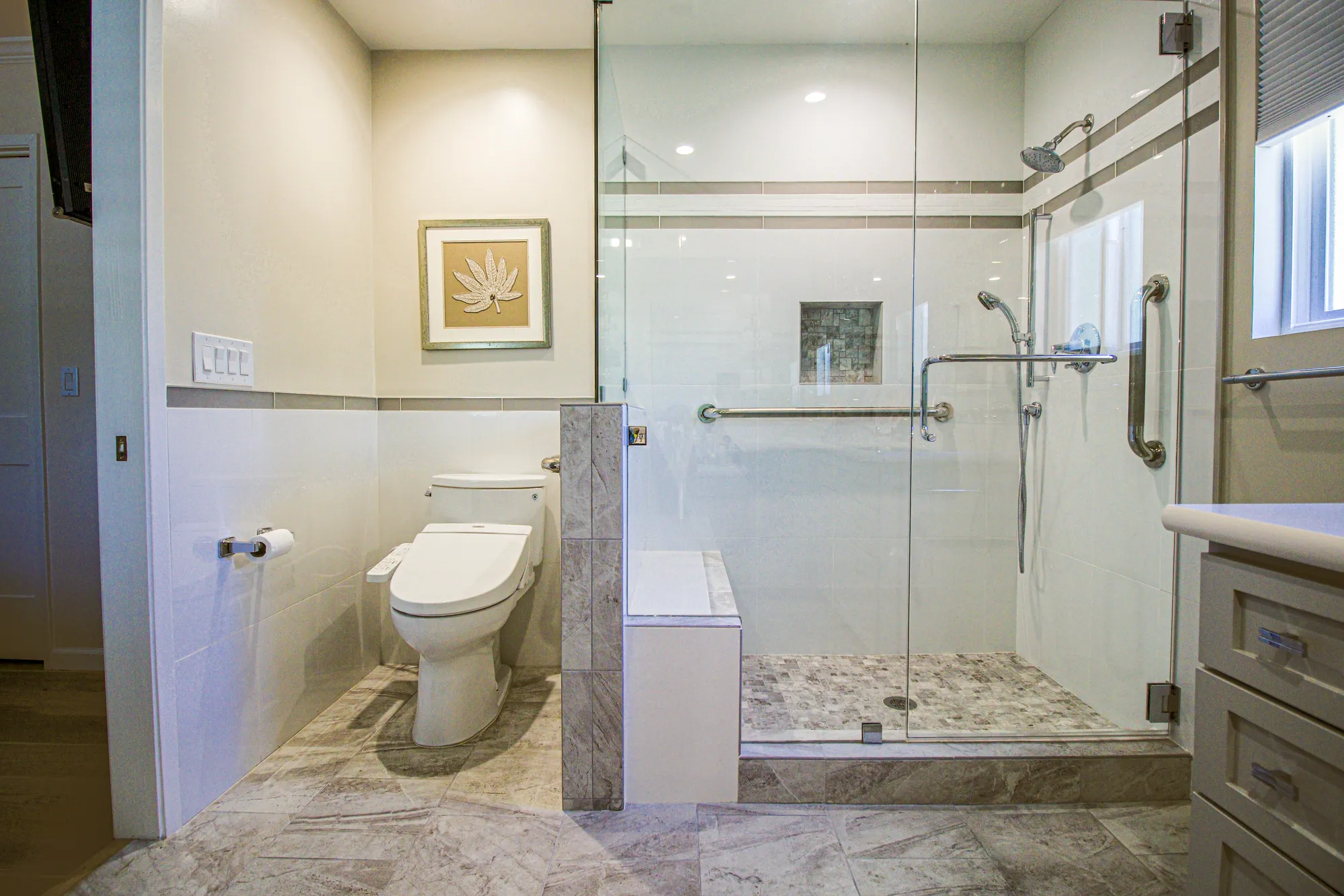 Glass walk-in shower