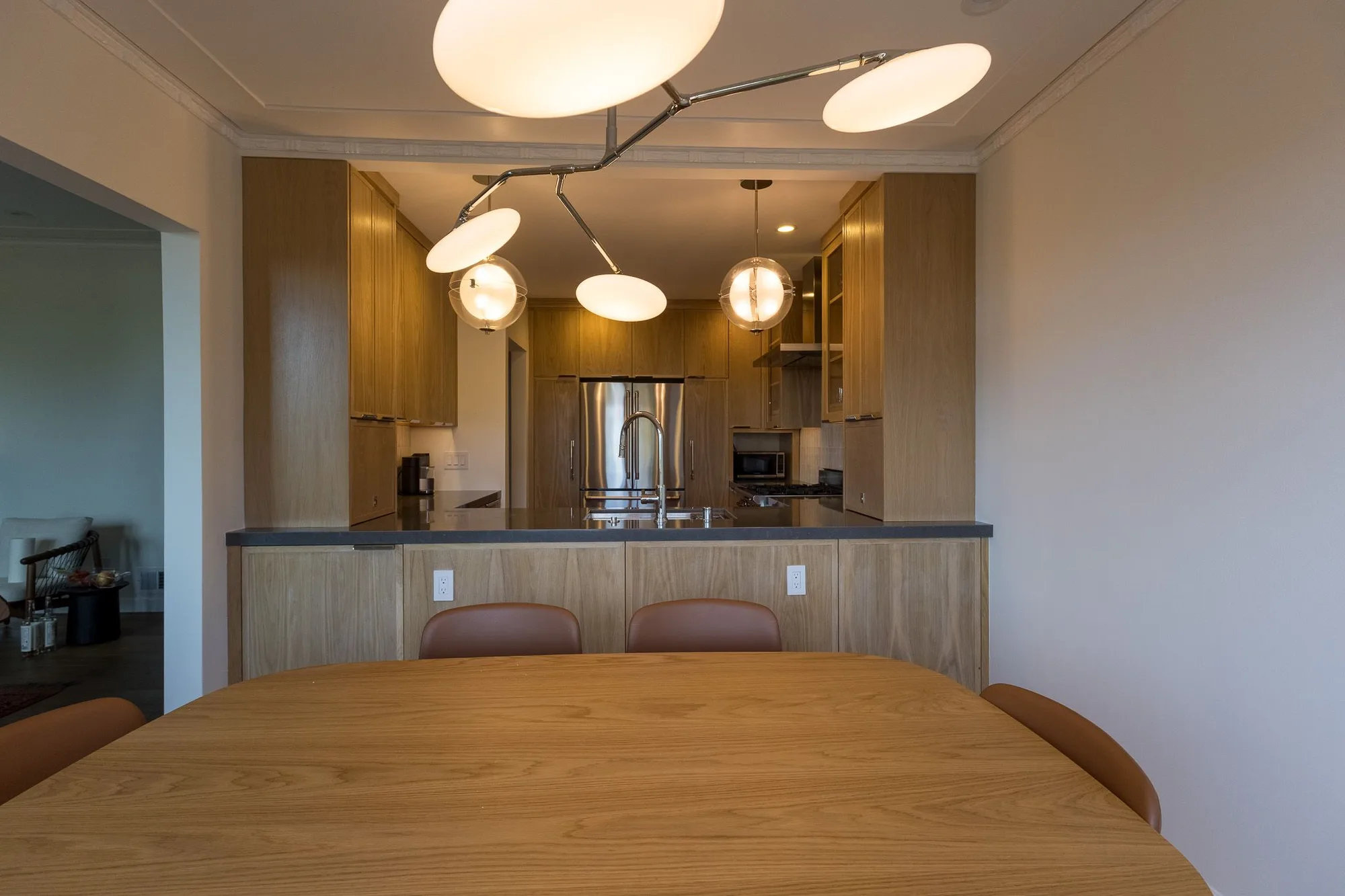 Dining into the kitchen