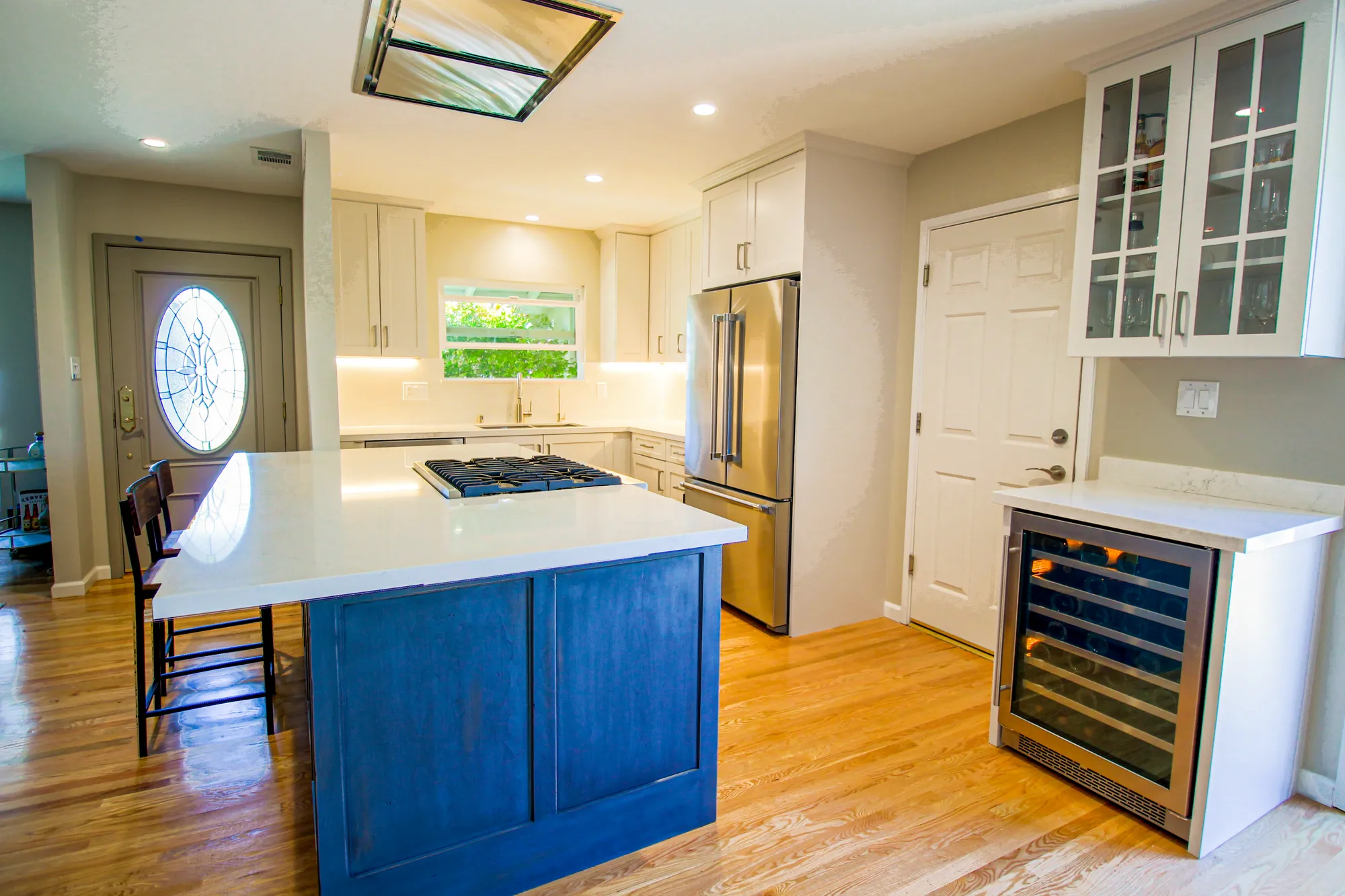 Blue island with wine storage