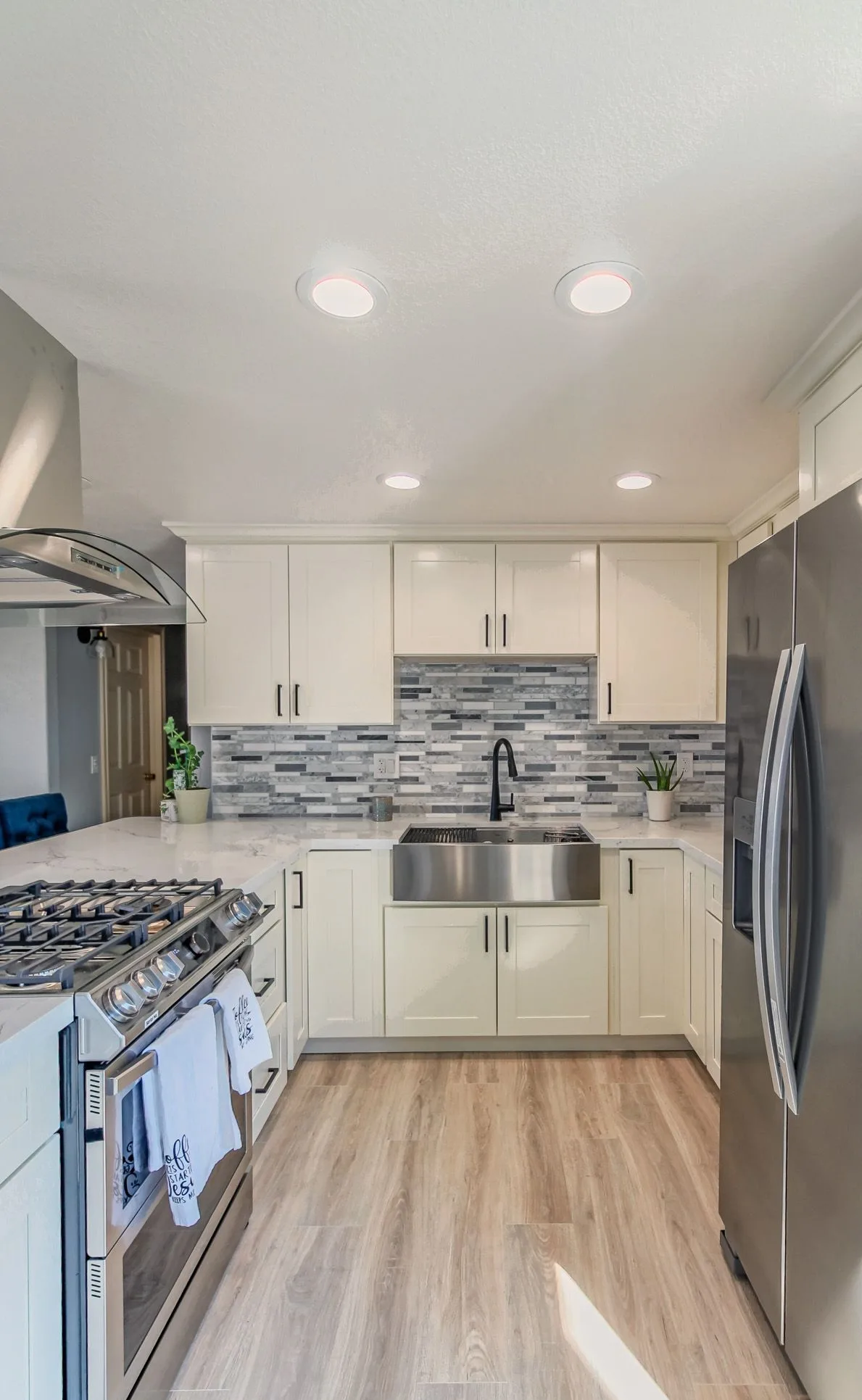 White galley kitchen